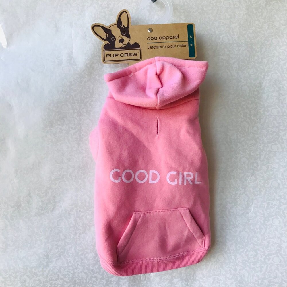 Pup Crew Dog  Foodie Good Girl  w Lined Pink  Size : S (14-17" )